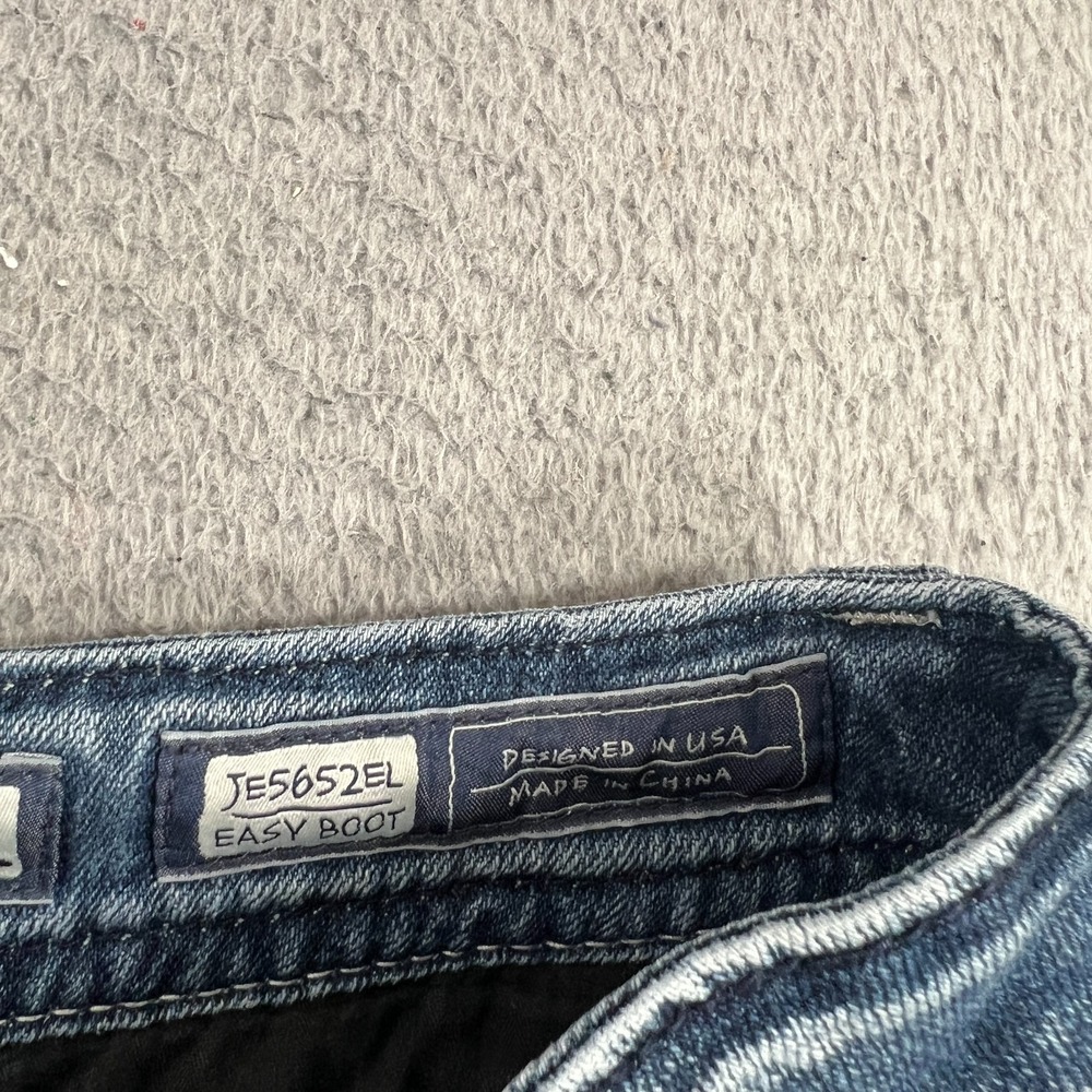 Miss Me Jeans Womens 31 Easy Boot Mid Rise Embellished Rhinestone Blue Denim - Picture 7 of 14
